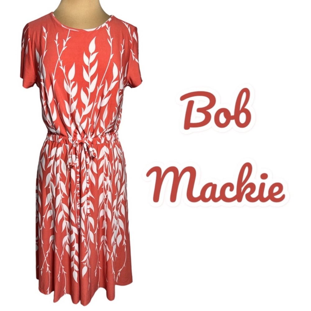 Bob Mackie Coral and White Floral Dress
